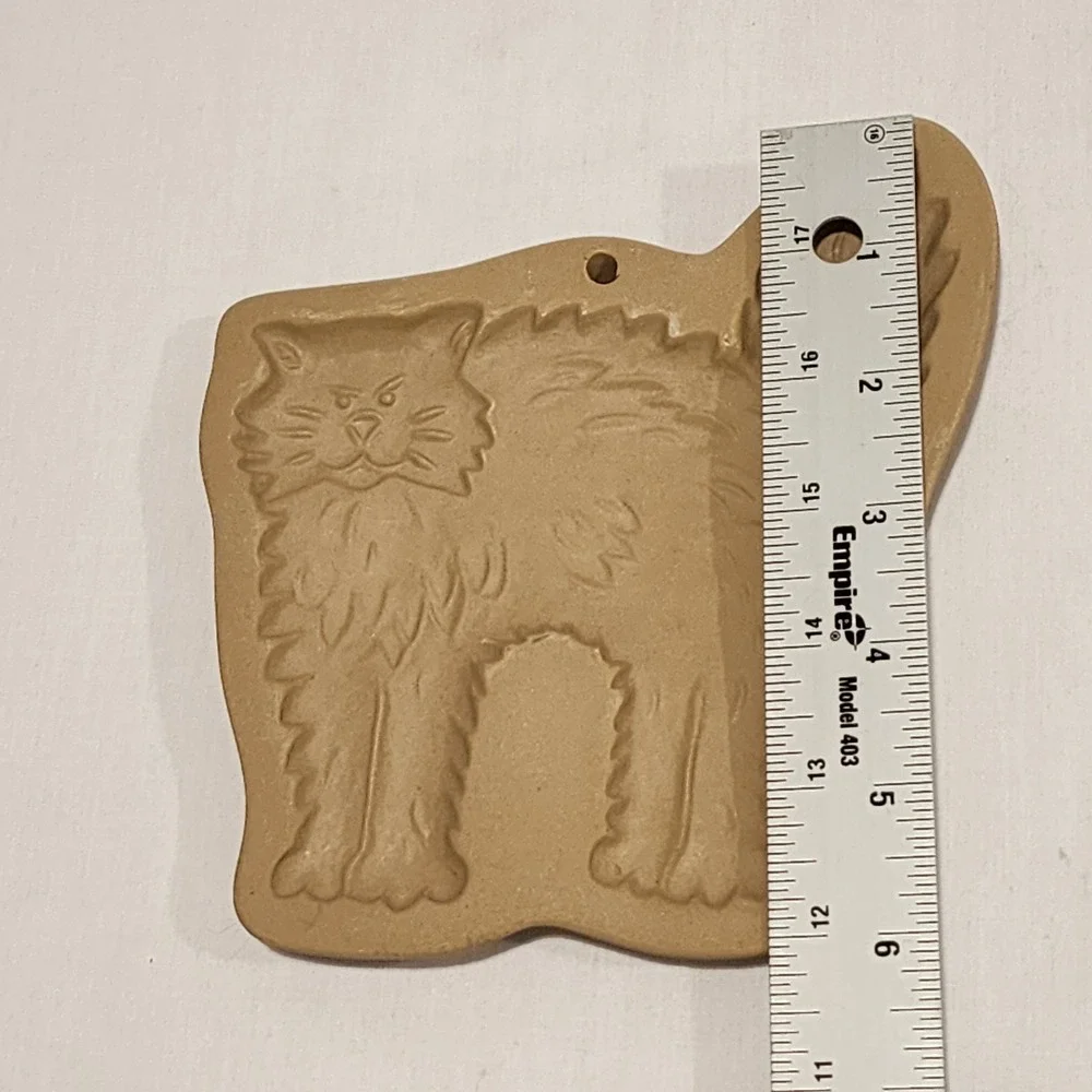 1988 Brown Bag Cookie Art Hill Design Grumpy Fluffy Cat Ceramic Mold 5.5x6in